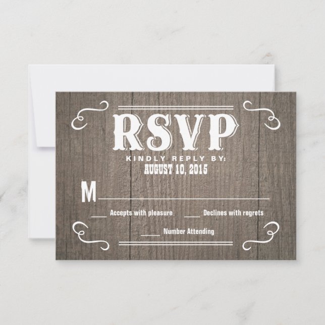 Tarjetas de respuesta de Boda de madera occidental (Anverso)