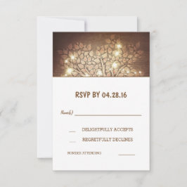 Tarjetas de respuesta de boda de madera rústica co
