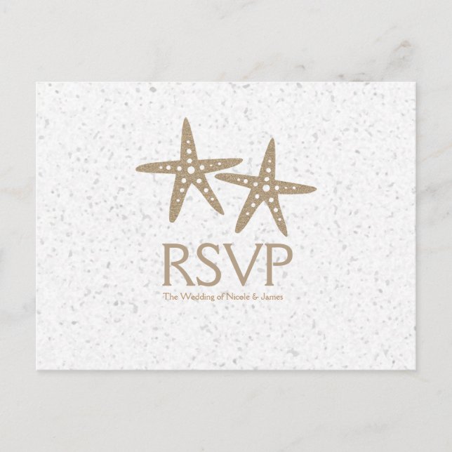Tarjetas de respuesta de boda de playa Dos Estrell (Anverso)