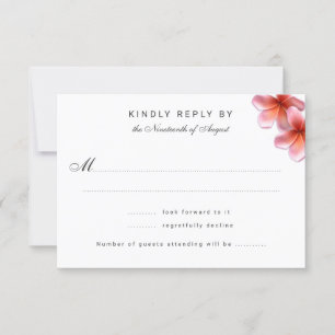 Tarjetas de respuesta de Boda de Plumeria Rosa