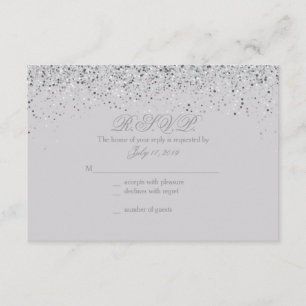 Tarjetas de respuesta de Boda de Purpurina platead