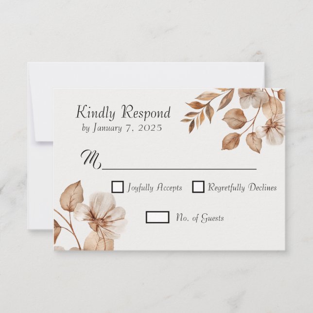 Tarjetas de respuesta de boda de Romance Rústico (Anverso)