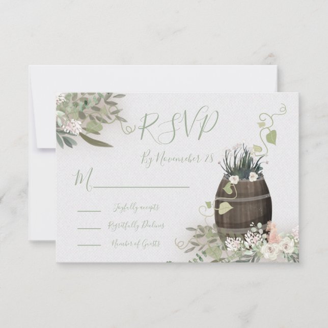 Tarjetas de respuesta de Boda de viñedos de invier (Anverso)