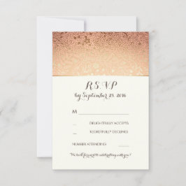 Tarjetas de respuesta de boda doradas florales vin