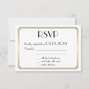 Tarjetas de respuesta de boda doradas Great Gatsby