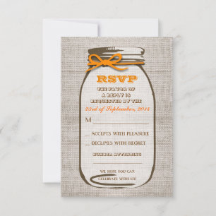 Tarjetas de respuesta de boda en frasco de albañil