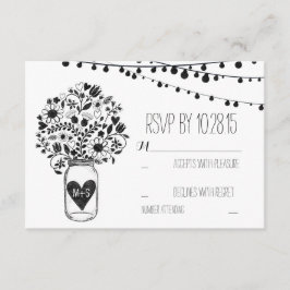 Tarjetas de respuesta de boda en frasco de albañil