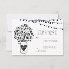 Tarjetas de respuesta de boda en frasco de albañil