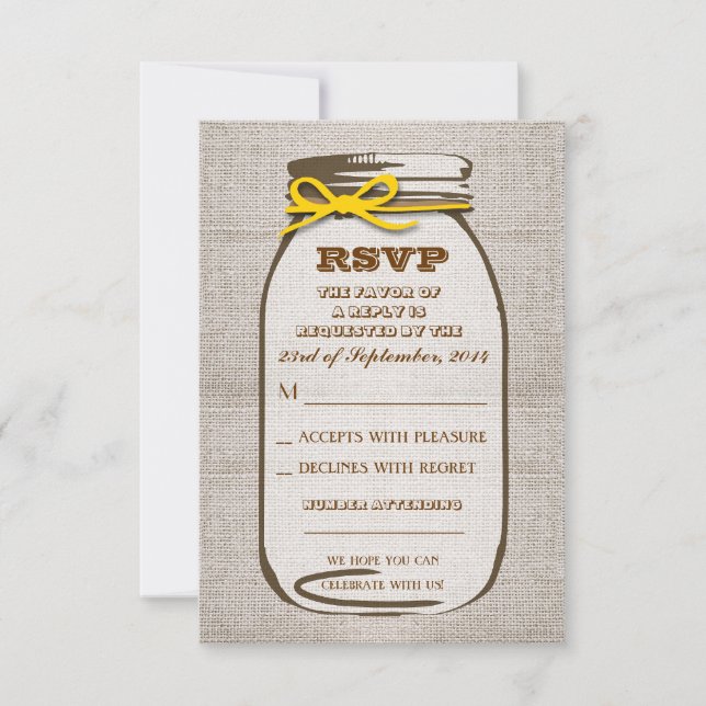 Tarjetas de respuesta de boda en frasco de albañil (Anverso)
