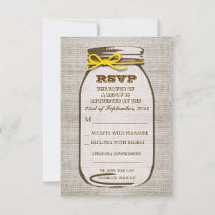 Tarjetas de respuesta de boda en frasco de albañil