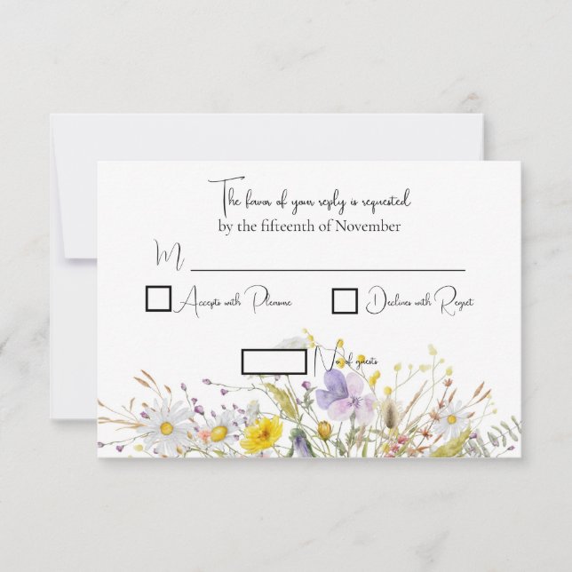 Tarjetas de Respuesta de Boda Flor de Primavera (Anverso)