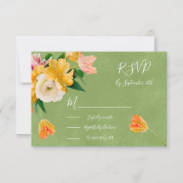 Tarjetas de respuesta de Boda floral Bright Bold R