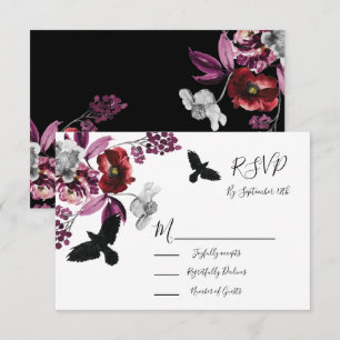 Tarjetas de respuesta de Boda floral gótica RSVP
