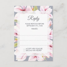 Tarjetas de respuesta de Boda floral Magnolia Char