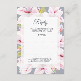 Tarjetas de respuesta de Boda floral Magnolia Char