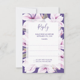 Tarjetas de respuesta de Boda Floral Magnolia Viol