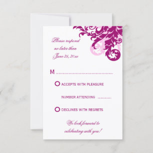 Tarjetas de respuesta de boda Magenta Flourish