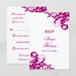 Tarjetas de respuesta de boda Magenta Flourish