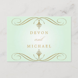 Tarjetas de respuesta de Boda Mint Green y Gold Sw