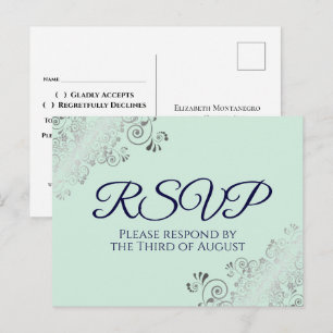 Tarjetas de respuesta de boda Mint Verde y Azul Ma