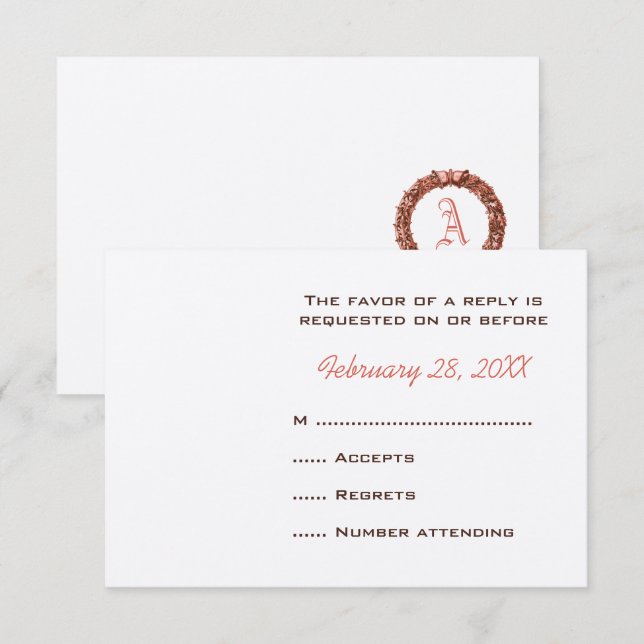 Tarjetas de respuesta de Boda monogramado de la co (Anverso / Reverso)