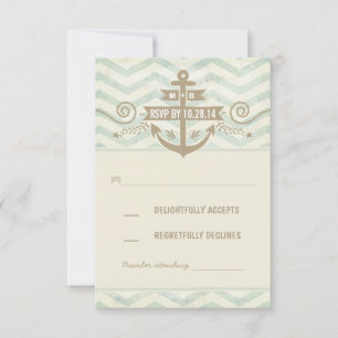 tarjetas de respuesta de boda náutica con chevron