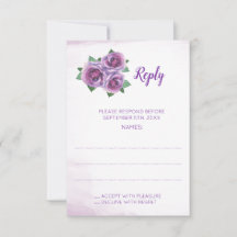 Tarjetas de respuesta de Boda Purple Rose Bouquet
