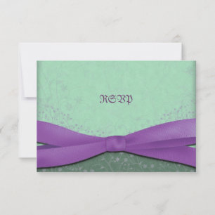 Tarjetas de respuesta de boda púrpura y verde de p