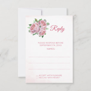 Tarjetas de respuesta de Boda rosa Rose Bouquet