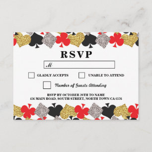Tarjetas de respuesta de boda RSVP Casino Las Vega
