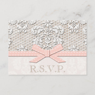 Tarjetas de respuesta de Boda RSVP de encaje antig