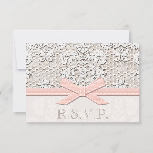 Tarjetas de respuesta de Boda RSVP de encaje antig (Anverso)