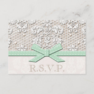 Tarjetas de respuesta de Boda RSVP de encaje vinta