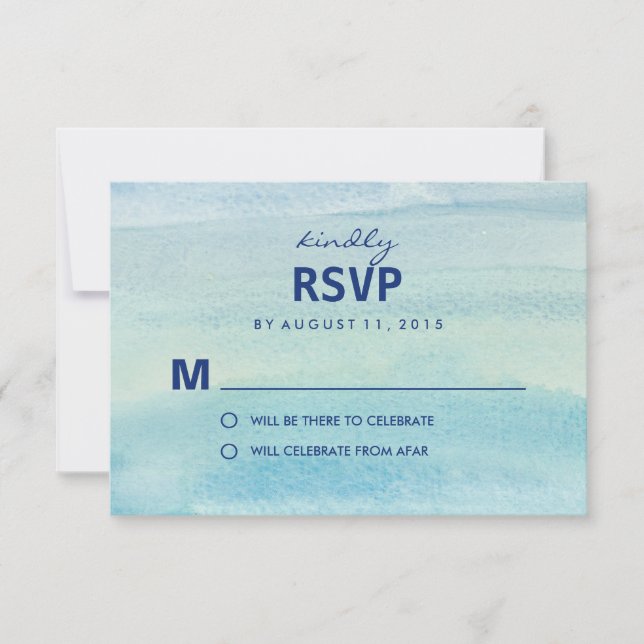 Tarjetas de respuesta de boda / RSVP de océano de  (Anverso)