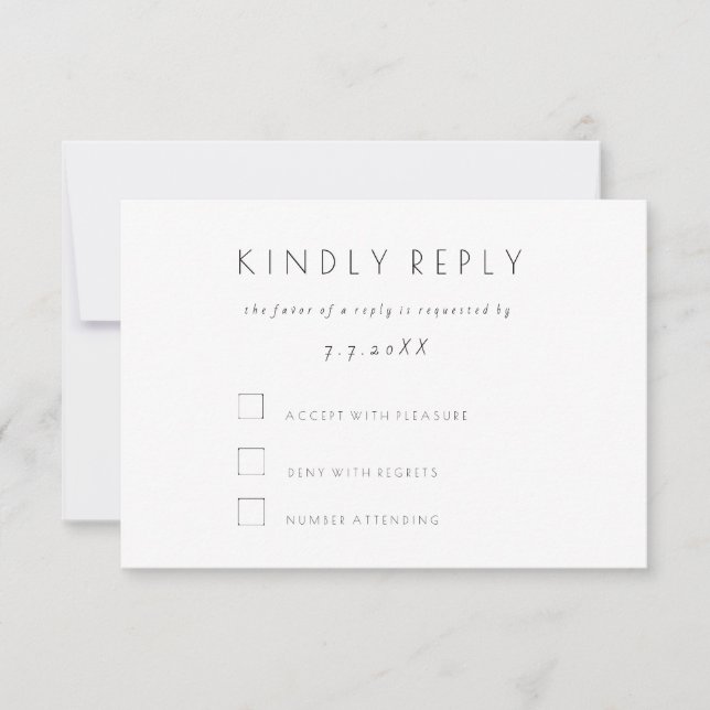 Tarjetas de respuesta de Boda RSVP simple y modern (Anverso)