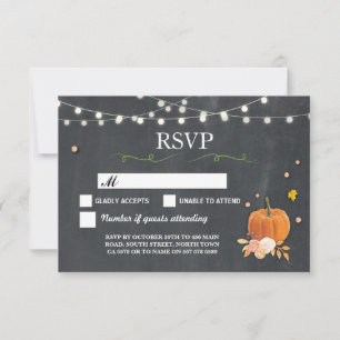 Tarjetas de respuesta de boda rústica con tiza y c