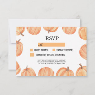 Tarjetas de respuesta de boda rústica de calabaza 