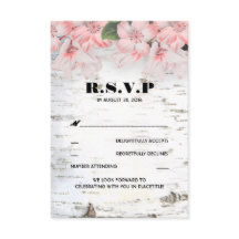 Tarjetas de respuesta de boda rústica de corteza d