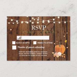 Tarjetas de respuesta de boda rústica de madera y 