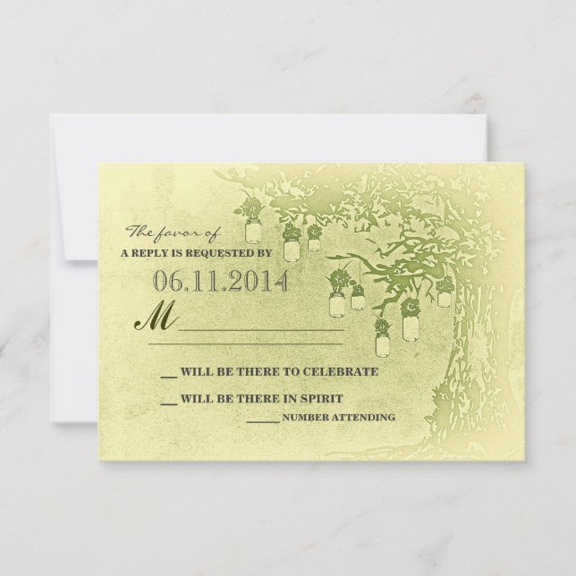 tarjetas de respuesta de boda rústica en frascos d (Anverso)