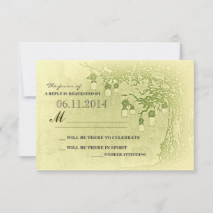 tarjetas de respuesta de boda rústica en frascos d