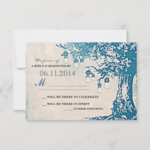 tarjetas de respuesta de boda rústica en frascos m