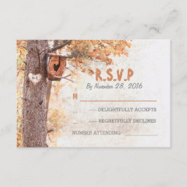 Tarjetas de respuesta de boda rústico de árbol de 