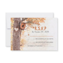 Tarjetas de respuesta de boda rústico de árbol de