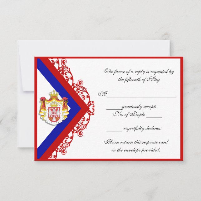 Tarjetas de respuesta de Boda serbio personalizado (Anverso)