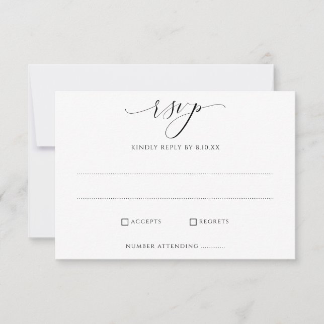 Tarjetas de respuesta de boda simples y elegantes (Anverso)