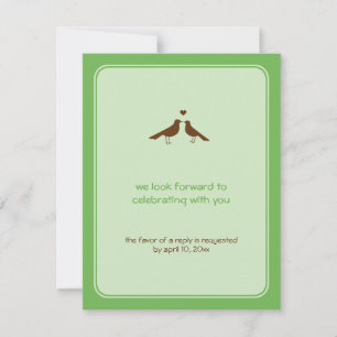Tarjetas de respuesta de boda verdes para pájaros 