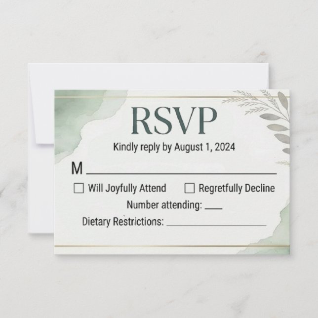 Tarjetas de respuesta de boda Willow Sage (Anverso)