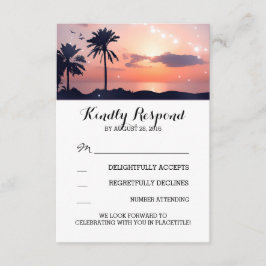 tarjetas de respuesta de bodas al atardecer en la 