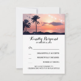 tarjetas de respuesta de bodas al atardecer en la